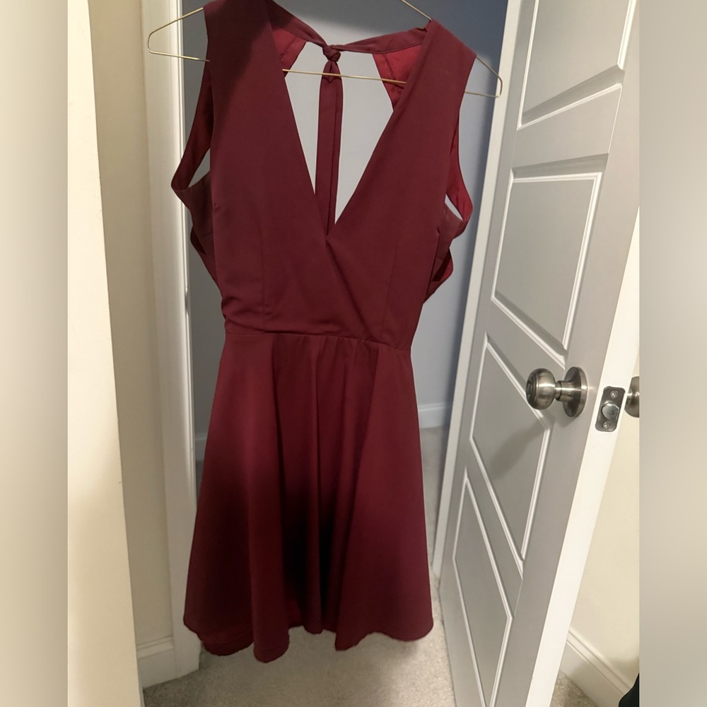 Tobi Burgendy Backless Dress